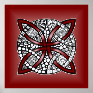 Red Celtic Knot Original Art Poster