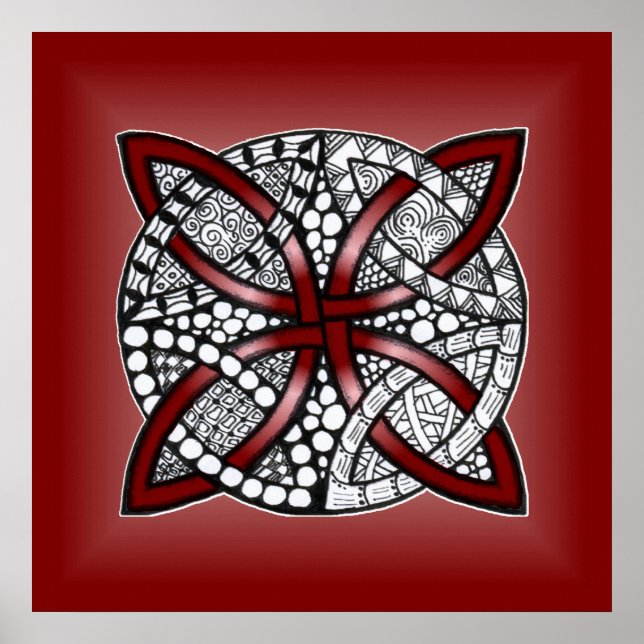 Red Celtic Knot Original Art Poster (Front)