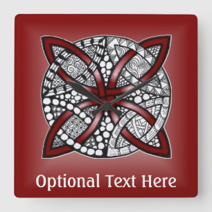 Red Celtic Knot Original Art Square Wall Clock