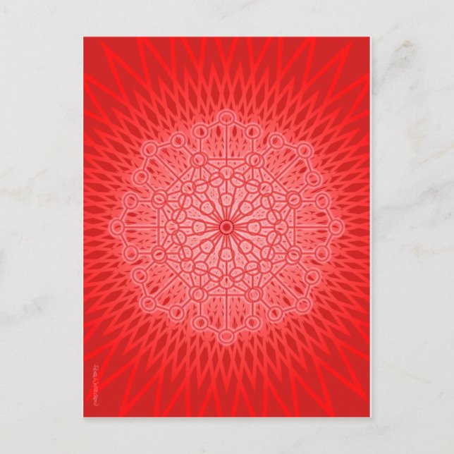 Red Chakra Mandala Sacred Geometry Postcard (Front)