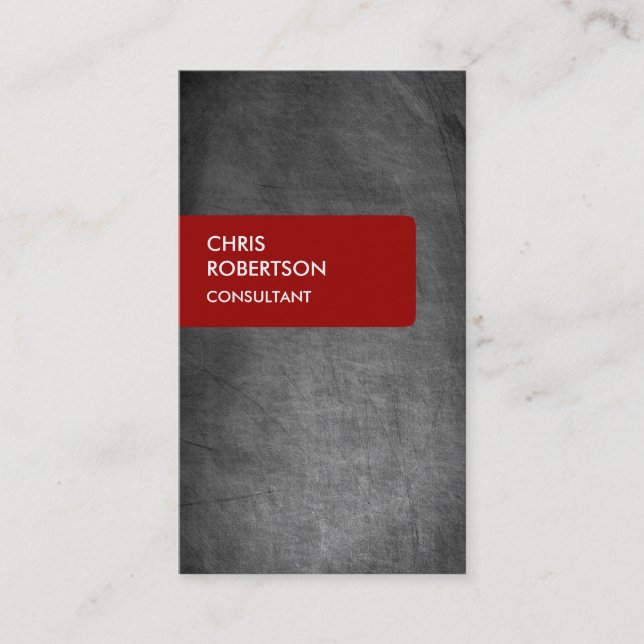 Red Chalkboard Grey Attractive Business Card (Front)