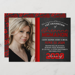 Red Chalkboard Photo Graduation Announcement