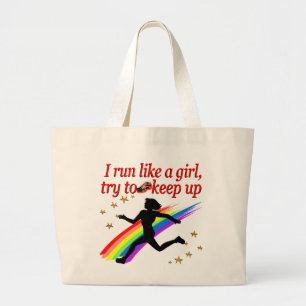 RED CHAMPION GIRL TRACK AND FIELD DESIGN LARGE TOTE BAG
