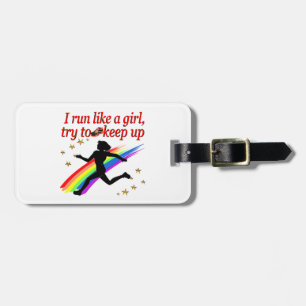 RED CHAMPION GIRL TRACK AND FIELD DESIGN LUGGAGE TAG