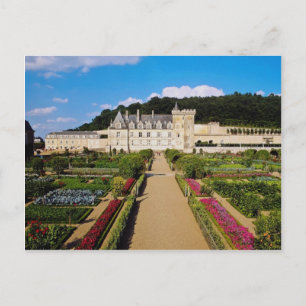 Red Chateau de Villandry and garden, Loire Valley, Postcard