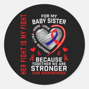 Red Chd Awareness Baby Sister Heart Disease Matchi Classic Round Sticker