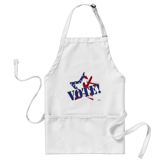 Red Check Blue VOTE with US Flag Star Standard Apron (Front)