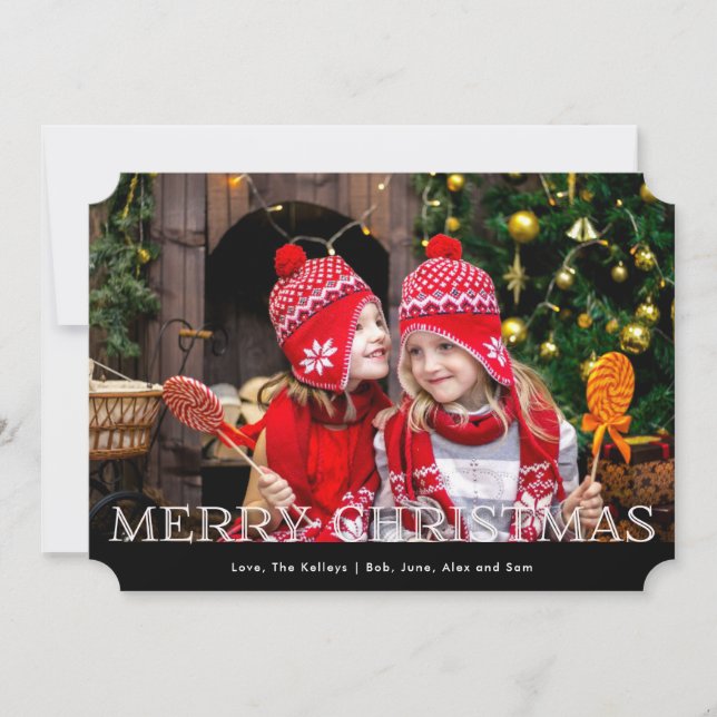 Red Check Buffalo Plaid One Photo Holiday Card (Front)