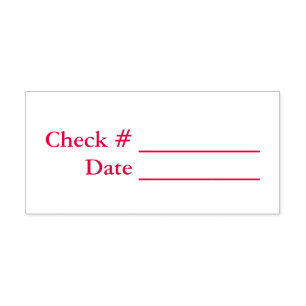 Red Check #, Date Self-inking Stamp