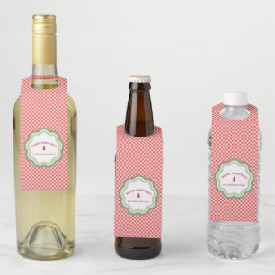 Red Check Gingham Merry Christmas Personalised Bottle Tag