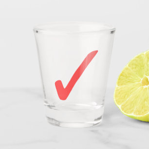 Red Check Mark Shot Glass – Bold & Graphic