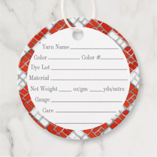 RED CHECK MOSAIC 2" Round Yarn Tags