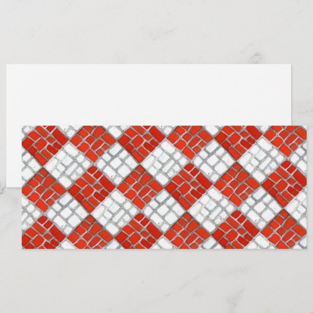 RED CHECK MOSAIC 4x9.25 Flat Card / Horizontal (Front/Back)