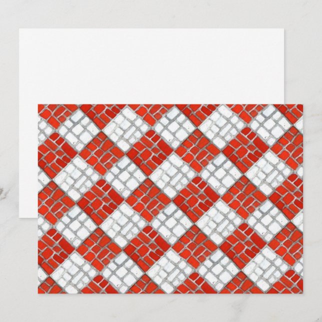 RED CHECK MOSAIC 5x7 Flat Card / Horizontal (Front/Back)