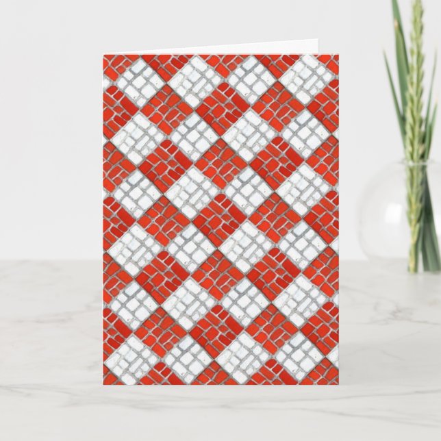 RED CHECK MOSAIC Christmas Card (Front)