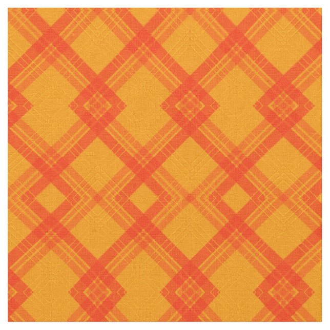 Red check stripes over a bright, orange-yellow fabric (Close Up)