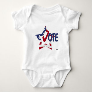 Red Check VOTE with US Flag Star Baby Bodysuit