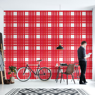 Red Checked Striped Pattern Wallpaper