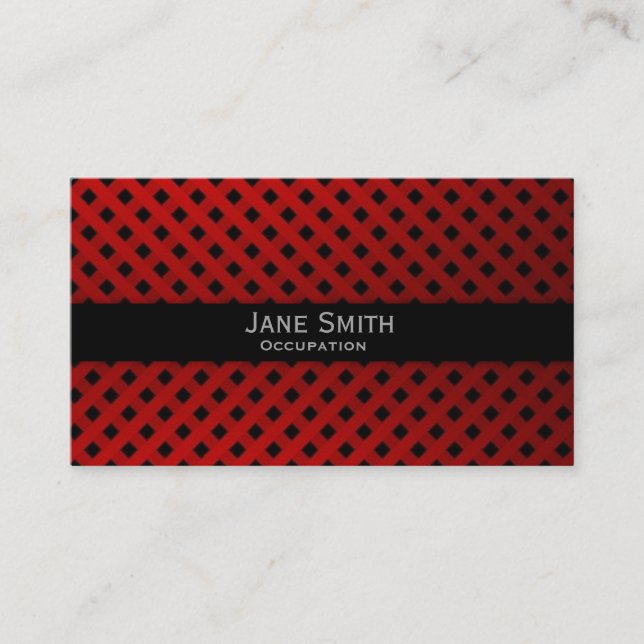 Red checked tartan pattern modern stylish business card (Front)