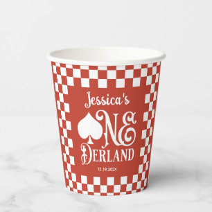 Red Checkered Alice in ONEderland 1st Birthday  Paper Cups