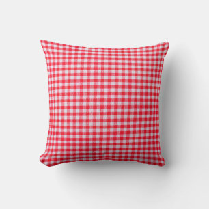 Red checkered fabric closeup , tablecloth texture cushion