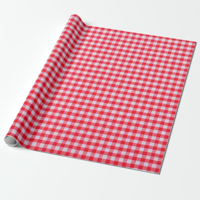 Red checkered fabric closeup , tablecloth texture wrapping paper (Unrolled)