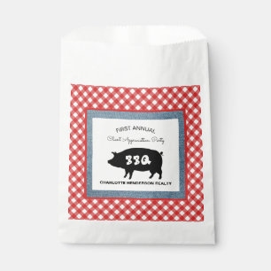 Red Checkered Pig Roast BBQ Party Favour Bag