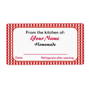 Red Checks Personalised Pickle Canning Jar Labels