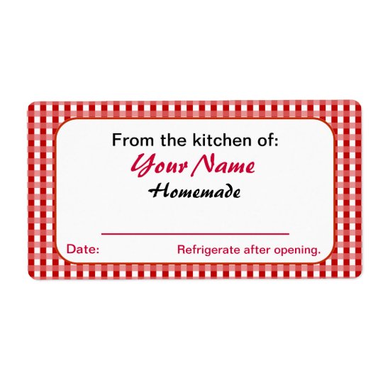 Red Checks Personalised Pickle Canning Jar Labels