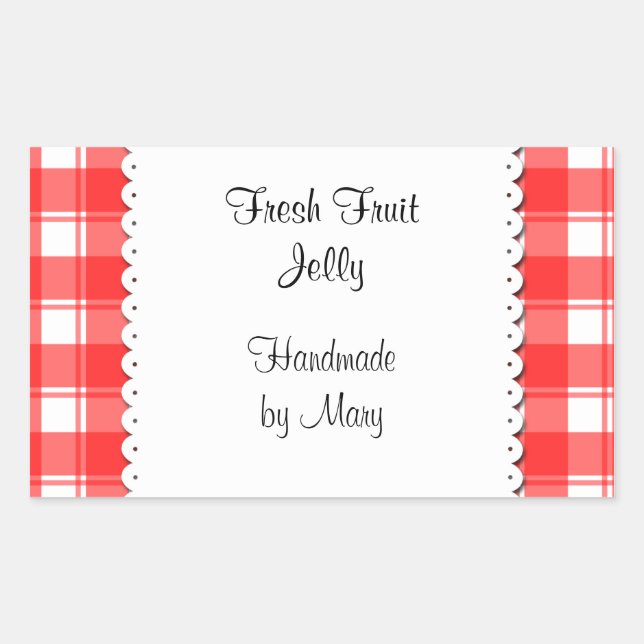 Red Checks White Doily Custom Stickers (Front)