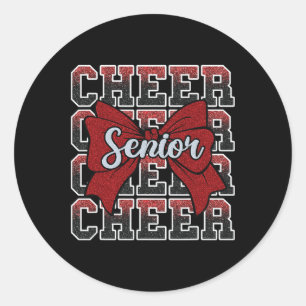 Red Cheer Senior 2025 Cl Cheerleading Girl Graduat Classic Round Sticker