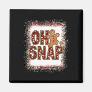 Red Cheerful Sparkly Oh Snap Gingerbread Christmas Magnet