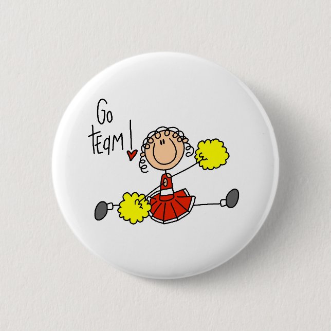 Red Cheerleader 6 Cm Round Badge (Front)