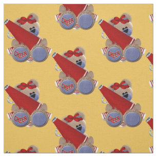 Red Cheerleader Bear Fabric