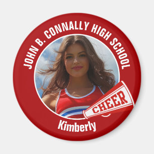Red Cheerleader Photo High School Spirit Cheer Magnet
