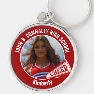 Red Cheerleader Photo High School Spirit Key Ring