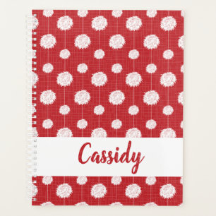 Red Cheerleader Pom Pom Pattern Planner