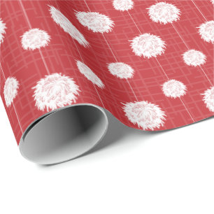Red Cheerleader Pom Pom Pattern Wrapping Paper