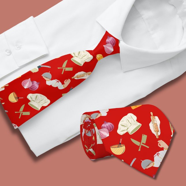 Red Chef Theme Pattern Tie (Creator Uploaded)