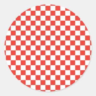Red Chequerboard Classic Round Sticker