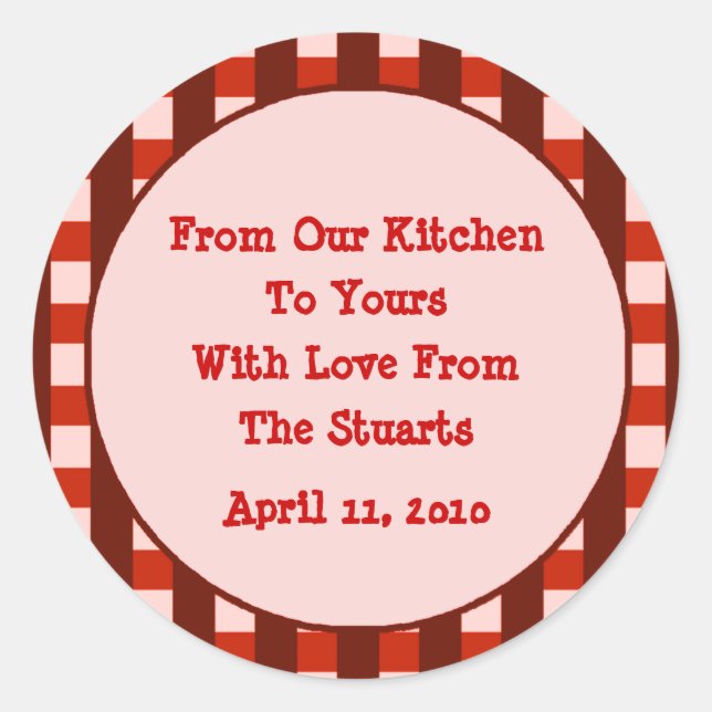 Red Chequered Border Canning Label Stickers (Front)