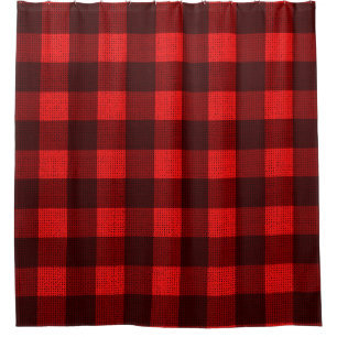 Red Chequered Fabric Background Texture Shower Curtain