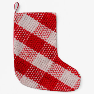 Red chequered fabric tablecloth pattern texture ba small christmas stocking