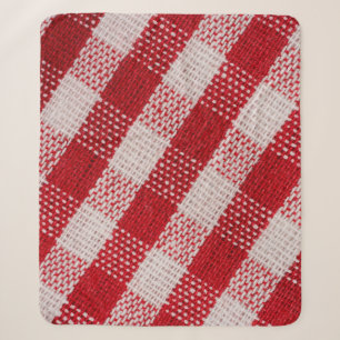 Red chequered: fabric tablecloth texture. sherpa blanket