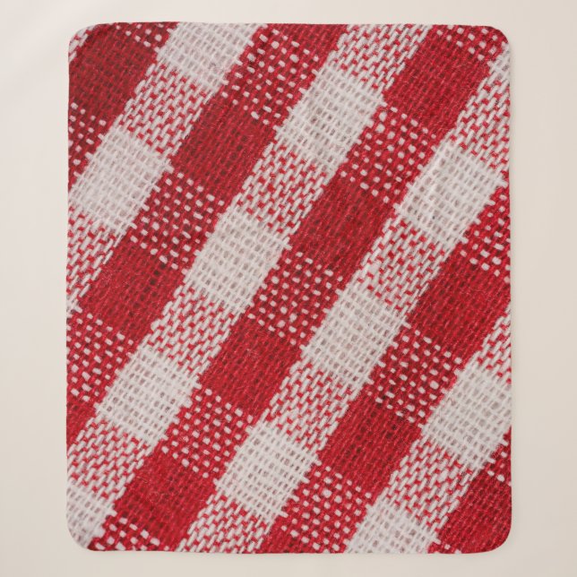 Red chequered: fabric tablecloth texture. sherpa blanket (Front)