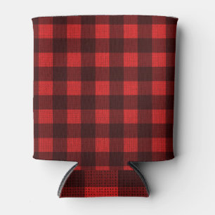 Red Chequered Fabric: Texture Background Can Cooler