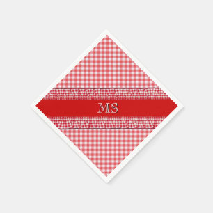 Red Chequered Napkins with Monogram