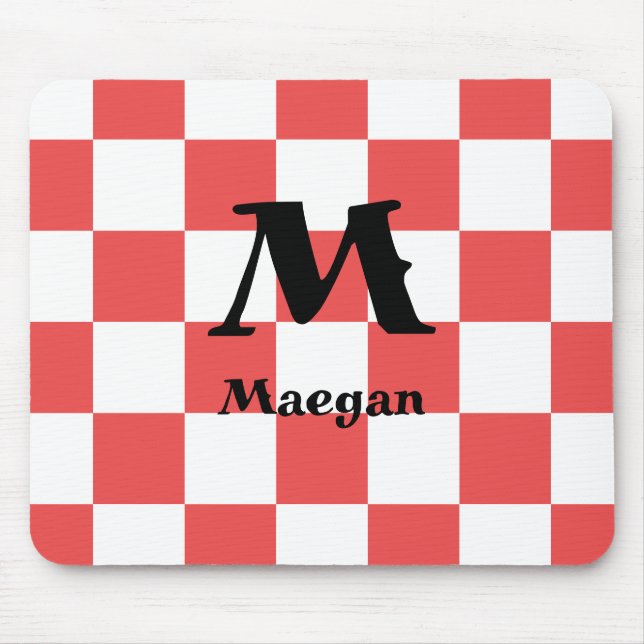 Red Chequered Pattern Background Mousepad (Front)