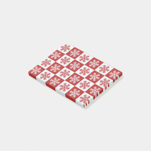 Red Chequered Snowflakes Post-it Notes