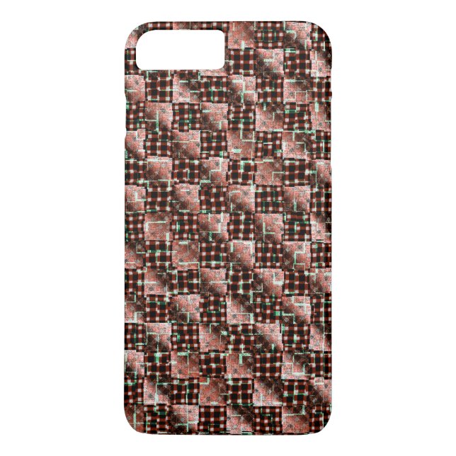 Red chequered squares subjected to weird mosaic Case-Mate iPhone case (Back)